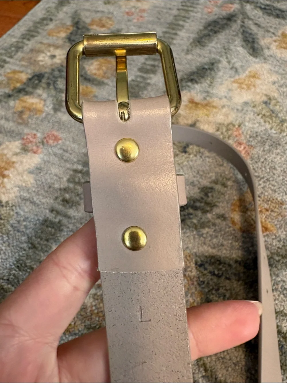 J. Crew Rose Gray Purple Skinny Italian Leather Belt Size Large - Picture 3 of 5